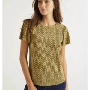 Boden Tuscan Yellow Sun Pretty Petal Print Short Sleeve Tee - Size - 6